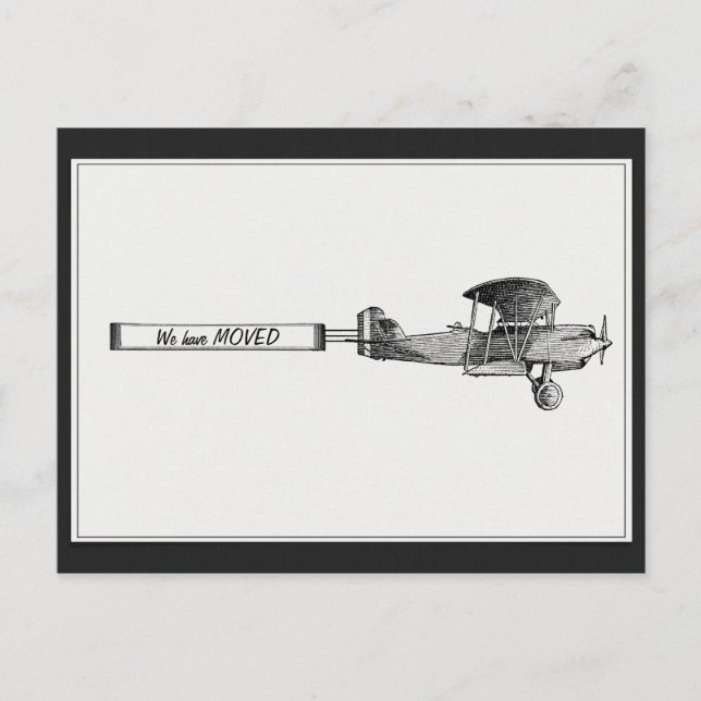 Vintage Aeroplane We have MOVED Announcement Postcard (Front)