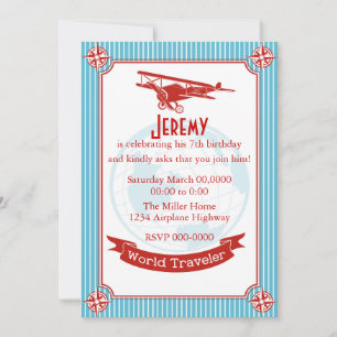 Vintage Aeroplane / World Traveller Invitation