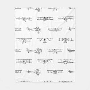 Vintage Aeroplanes Aviation Themed CUSTOM COLOR Fleece Blanket