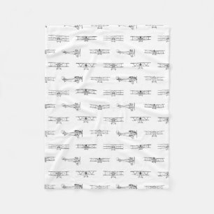 Vintage Aeroplanes Aviation Themed CUSTOM COLOR Fleece Blanket