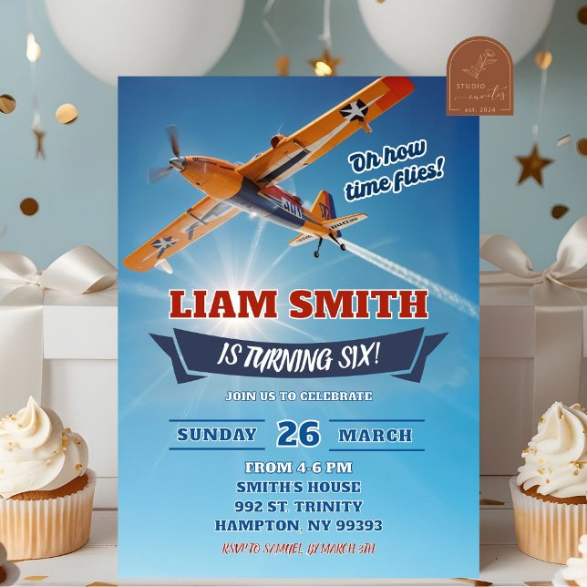 Vintage Aeroplanes Pilot Aviation Birthday Boy Invitation (Creator Uploaded)