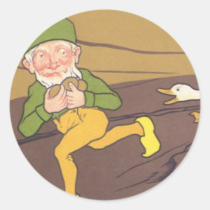 Vintage Aesop Fable Goose that Laid the Golden Egg Classic Round Sticker