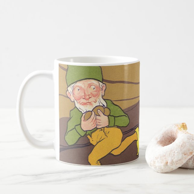 Vintage Aesop Fable Goose that Laid the Golden Egg Coffee Mug (With Donut)