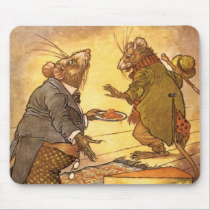 Vintage Aesop's Fable, Country Mouse, City Mouse Mat