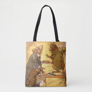 Vintage Aesop's Fable, Country Mouse, City Mouse Tote Bag