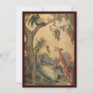 Vintage Aesop's Fables, Fox, Rooster and the Dog