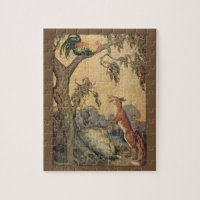 Vintage Aesop's Fables, Fox, Rooster and the Dog