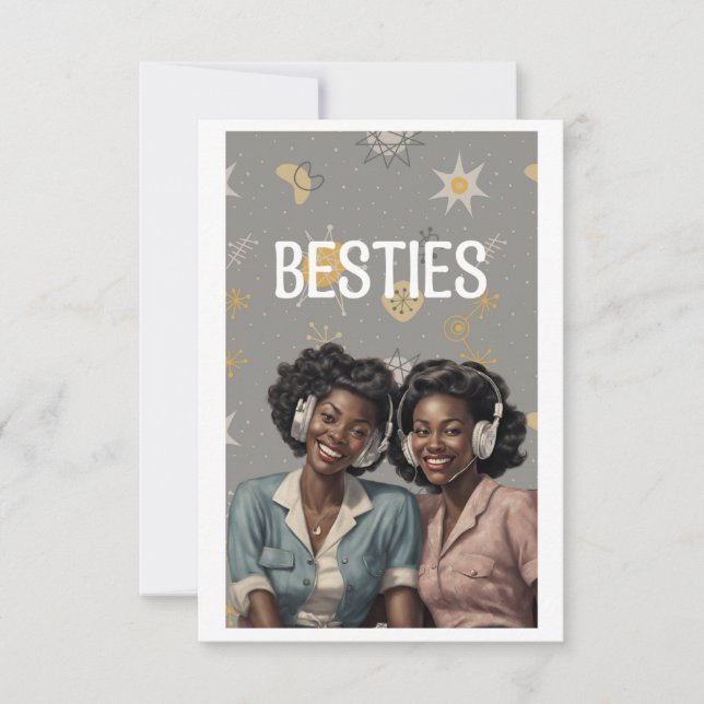 Vintage Aesthetic Happy Galentine’s Day Bestie Card (Front)