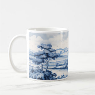 Vintage Aesthetic In White And Blue Coffee Mug