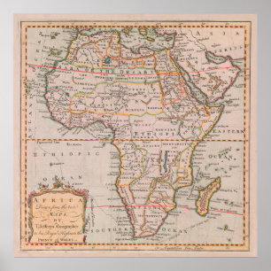 Vintage Africa Map (1770) Vintage African Continen Poster