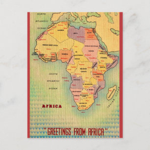 Vintage Africa Map Postcard
