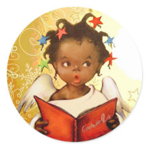 Vintage African American Angel Christmas Stickers