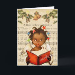 Vintage African American Christmas Card<br><div class="desc">Vintage African American Christmas Card.  Young African American girl singing in the choir in front of music sheet.  Put in your own verse to make it more personal.</div>