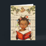 Vintage African American Christmas Card<br><div class="desc">Vintage African American Christmas Card.  Young African American girl singing in the choir in front of music sheet.  Put in your own verse to make it more personal.</div>