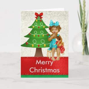 Vintage African American Christmas Card with Child