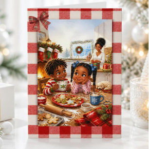 Vintage African American Christmas Cookie Kitchen Holiday Card