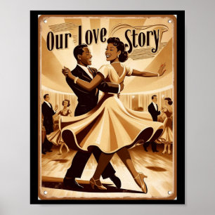 Vintage African American Couple Dancing Valentine Poster