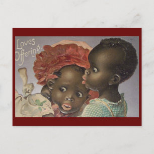 Vintage African American Couple Valentine Postcard
