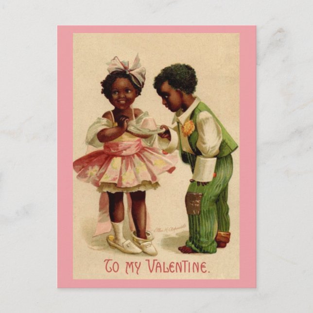Vintage African American Couple Valentine Postcard (Front)