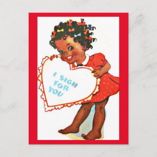 Vintage African American Cute Valentine Postcard