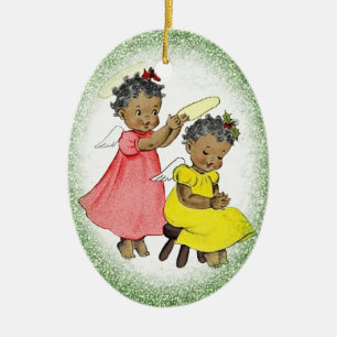 Vintage African American Girl Christmas Ornament