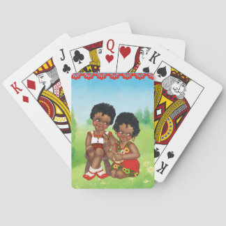 Vintage African American Girl Playing Cards