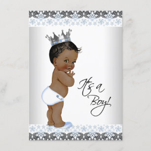Vintage African American Prince Baby Boy Shower Invitation