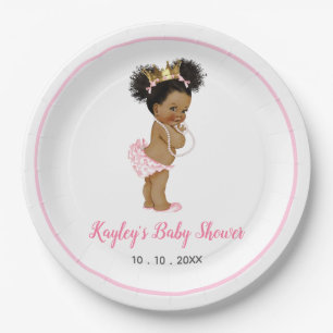 Vintage African American Princess Baby Pink Paper Plate
