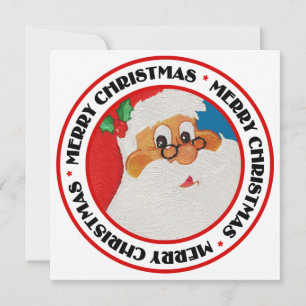 Vintage African American Santa Pop Art Flat Card