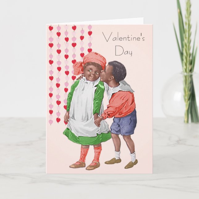 Vintage African American Valentine's Day Holiday Card (Front)