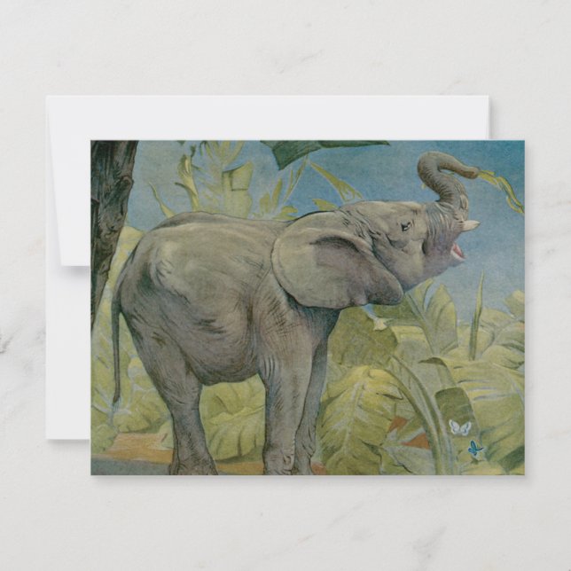 Vintage African Elephant in the Jungle, EJ Detmold (Front)