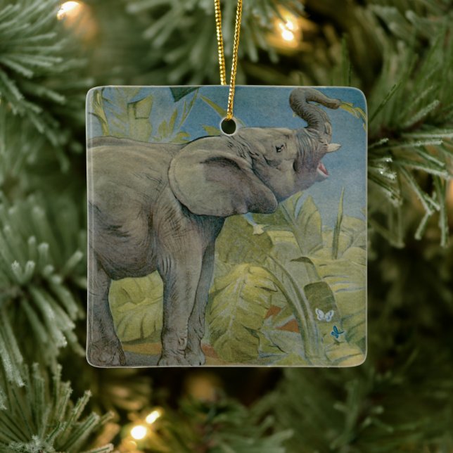 Vintage African Elephant in the Jungle, EJ Detmold Ceramic Tree Decoration (Tree)