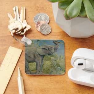 Vintage African Elephant in the Jungle, EJ Detmold Key Ring