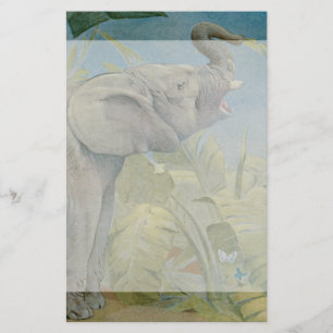 Vintage African Elephant in the Jungle, EJ Detmold Stationery