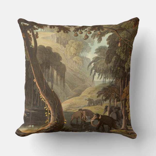 Vintage African Elephants Wildlife Throw Pillow (Front)