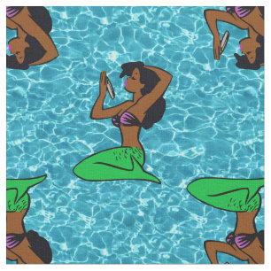 vintage african mermaid ocean sea fabric