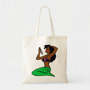 vintage african mermaid tote bag