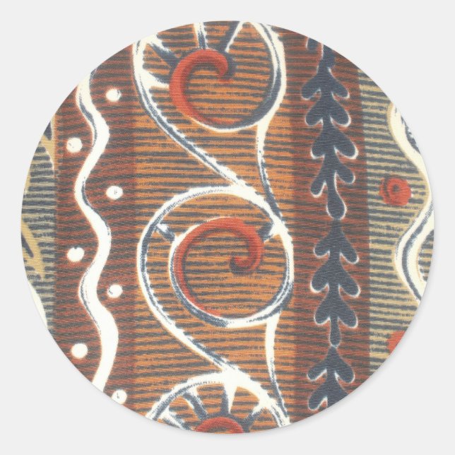 Vintage African Motif Art Print Classic Round Sticker (Front)