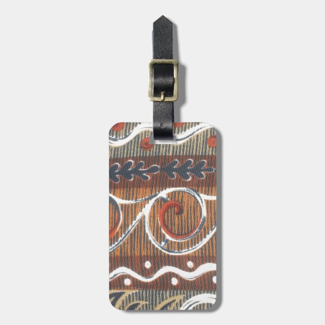 Vintage African Motif Art Print Luggage Tag (Front Vertical)