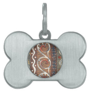 Vintage African Motif Art Print Pet ID Tag