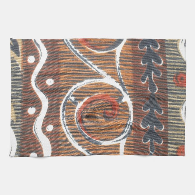 Vintage African Motif Art Print Tea Towel (Horizontal)