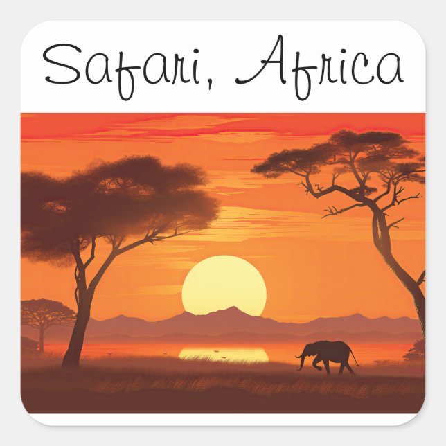 Vintage African Safari  Square Sticker (Front)