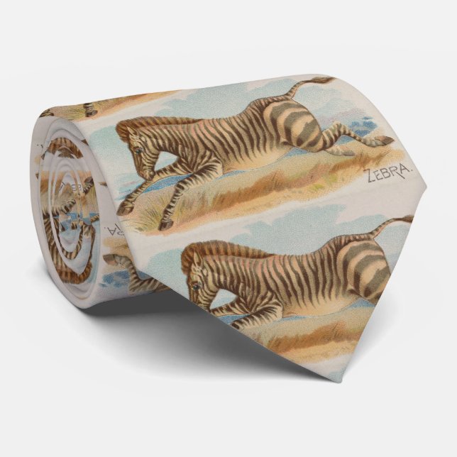 Vintage African Zebra Illustration (1890) Tie (Rolled)