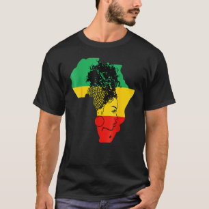 Vintage Afro Black Women Africa Map Black History T-Shirt