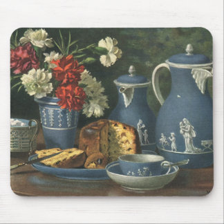 Vintage Afternoon Coffee, Cake, Tea and Flowers Mouse Mat