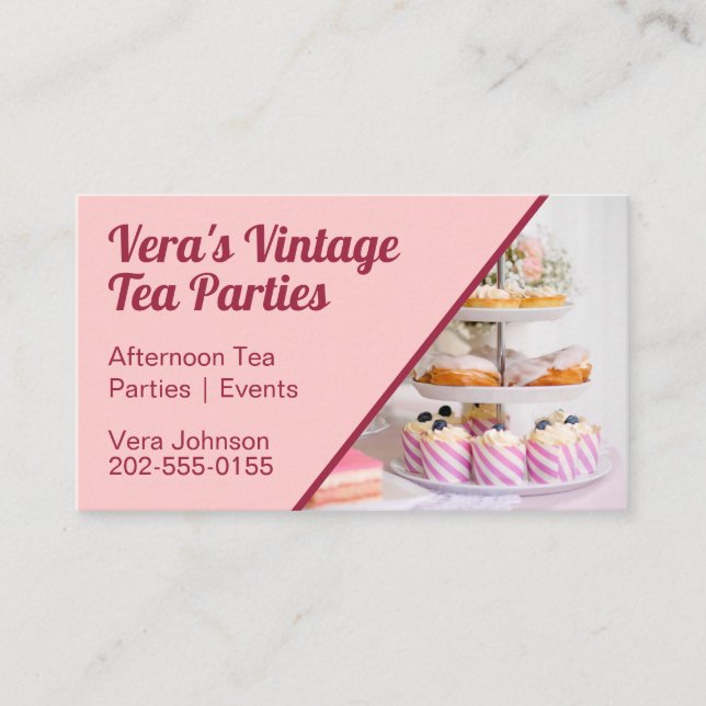 Vintage Afternoon Tea Party Business Card (Front)