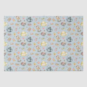 Vintage Afternoon Tea & Roses Pattern on Blue Tissue Paper