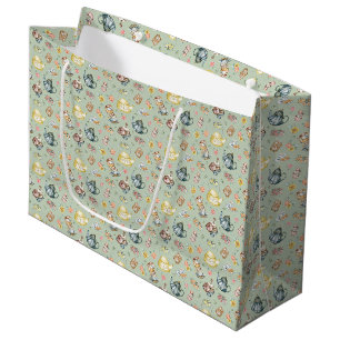 Vintage Afternoon Tea & Roses Pattern on Green Large Gift Bag