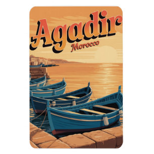 Vintage Agadir city beach morocco travel souvenirs Magnet