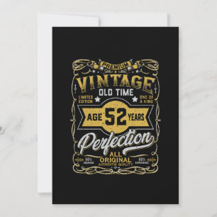 Vintage Aged 52 Years Retro Bday 52nd Birthday Save The Date